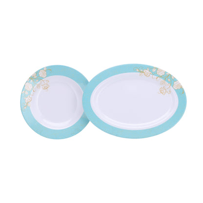 40pcs Melamine Ware Dinner Set  | Lightweight | Chip Resistant | Dishwasher-Safe | Elegant Design | Superior Quality | Plates, Dishes, Bowls, Spoons, Service For 6 White