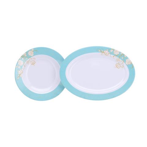 40pcs Melamine Ware Dinner Set  | Lightweight | Chip Resistant | Dishwasher-Safe | Elegant Design | Superior Quality | Plates, Dishes, Bowls, Spoons, Service For 6 White