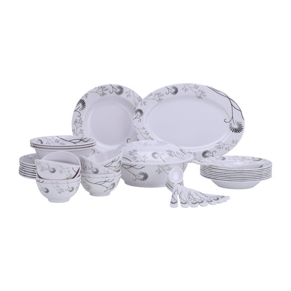 Delcasa 40 Piece Melamineware Dinner Set | Includes Oval Plate, Deep Plates, Round Bowls, Soup Plates, Bowls, Rice Spoons and Table Spoons| Dishwasher-Safe and Freezer-Friendly| Eco-Friendly and Food-Grade| Black Floral BLACK FLORAL