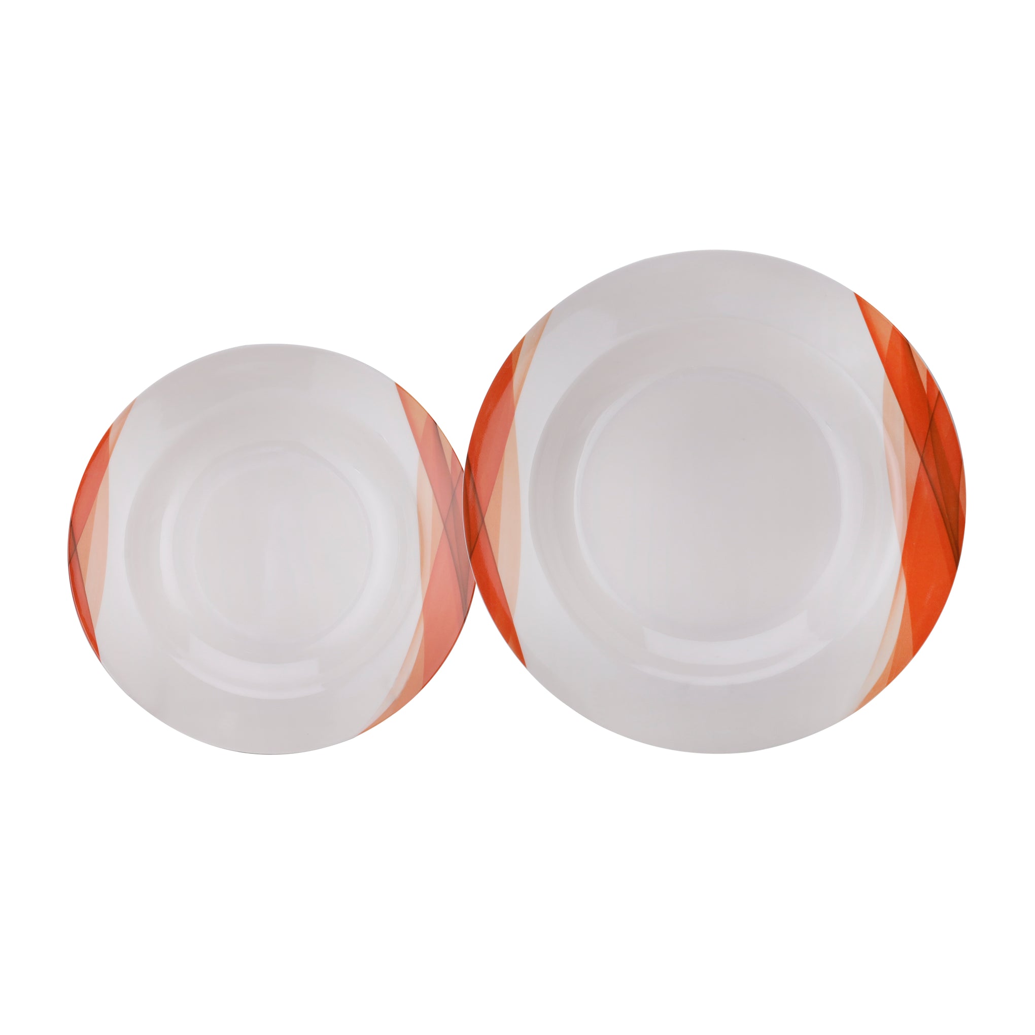 Delcasa 14 Piece Orange Ocean Melamineware Dinner Set- DC2151| Includes Soup Plates, Serving Bowls, Round Bowls and Soup Spoon| Dishwasher-Safe and Freezer-Friendly| Eco-Friendly and Food-Grade| White and Orange