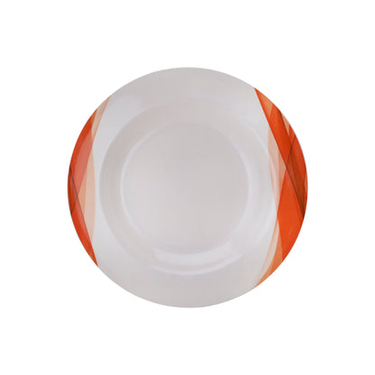 Delcasa 14 Piece Orange Ocean Melamineware Dinner Set- DC2151| Includes Soup Plates, Serving Bowls, Round Bowls and Soup Spoon| Dishwasher-Safe and Freezer-Friendly| Eco-Friendly and Food-Grade| White and Orange