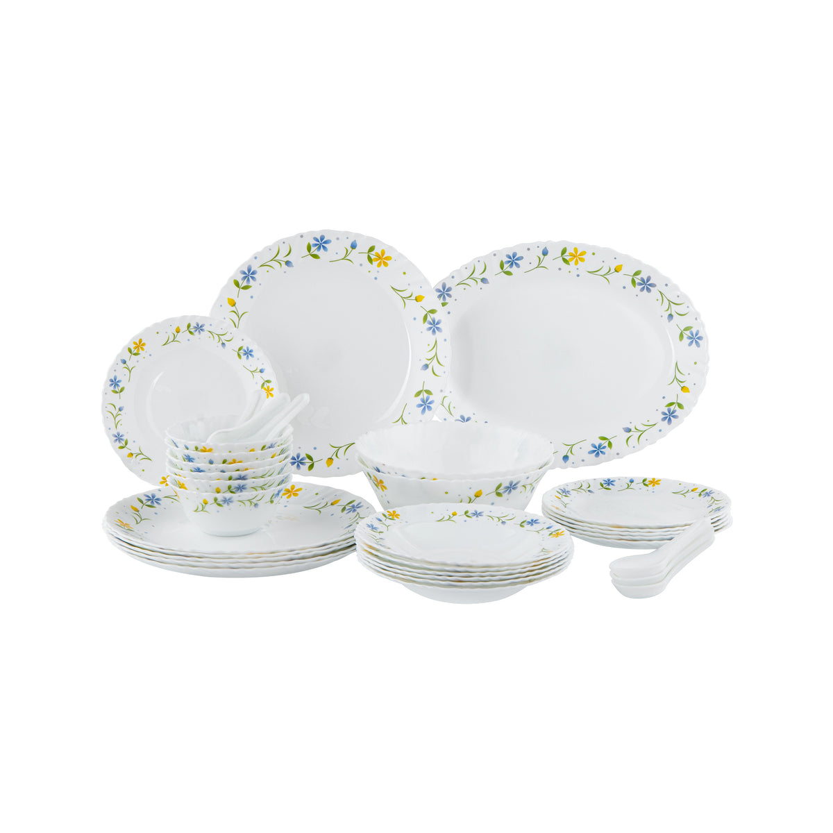 33 Pcs Opalware Dinner Set, DC2213 | Lightweight | Chip Resistant | Dishwasher Safe | Microwave Safe | Plates, Dishes, Bowls, Spoons, Service For 6