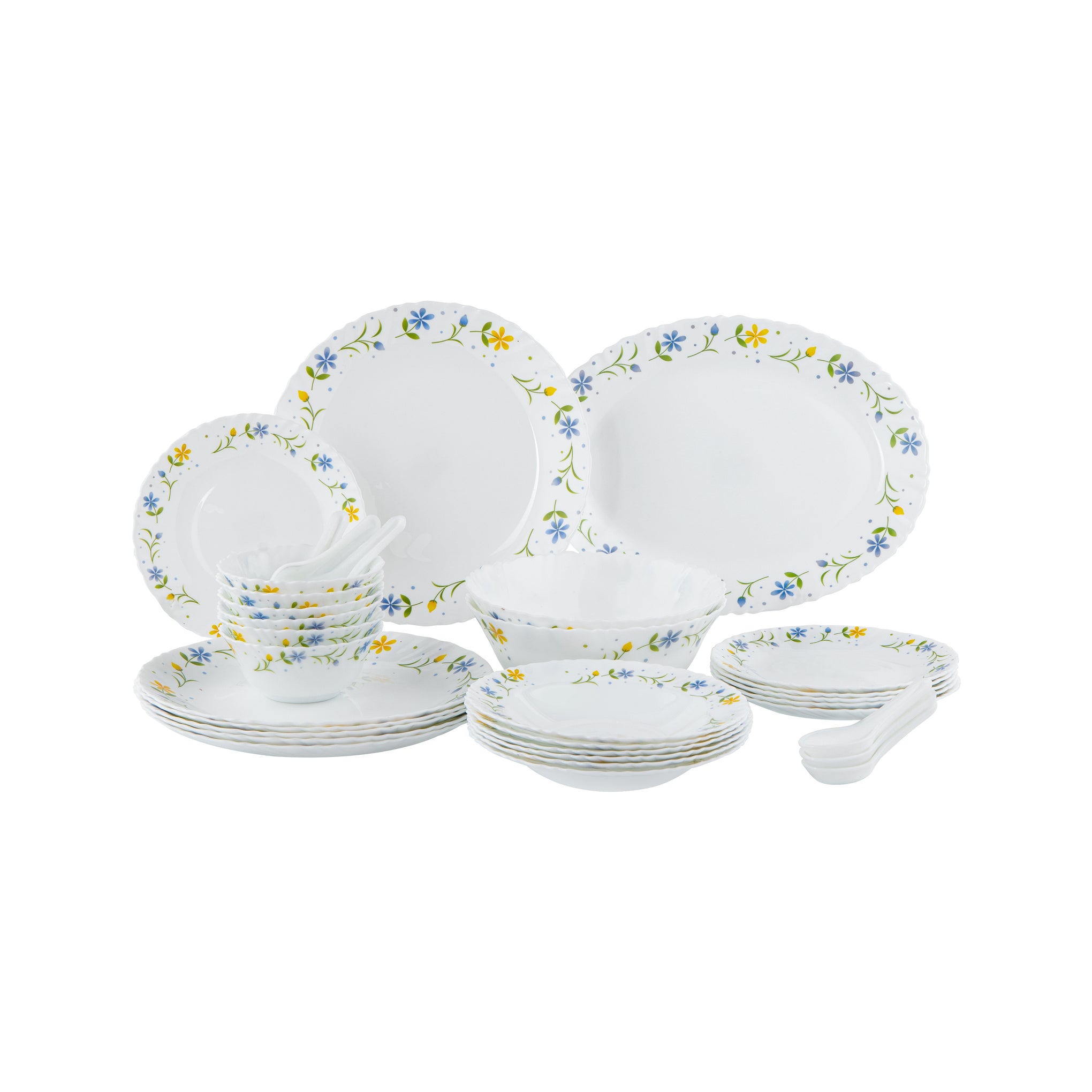 33 Pcs Opalware Dinner Set, DC2213 | Lightweight | Chip Resistant | Dishwasher Safe | Microwave Safe | Plates, Dishes, Bowls, Spoons, Service For 6