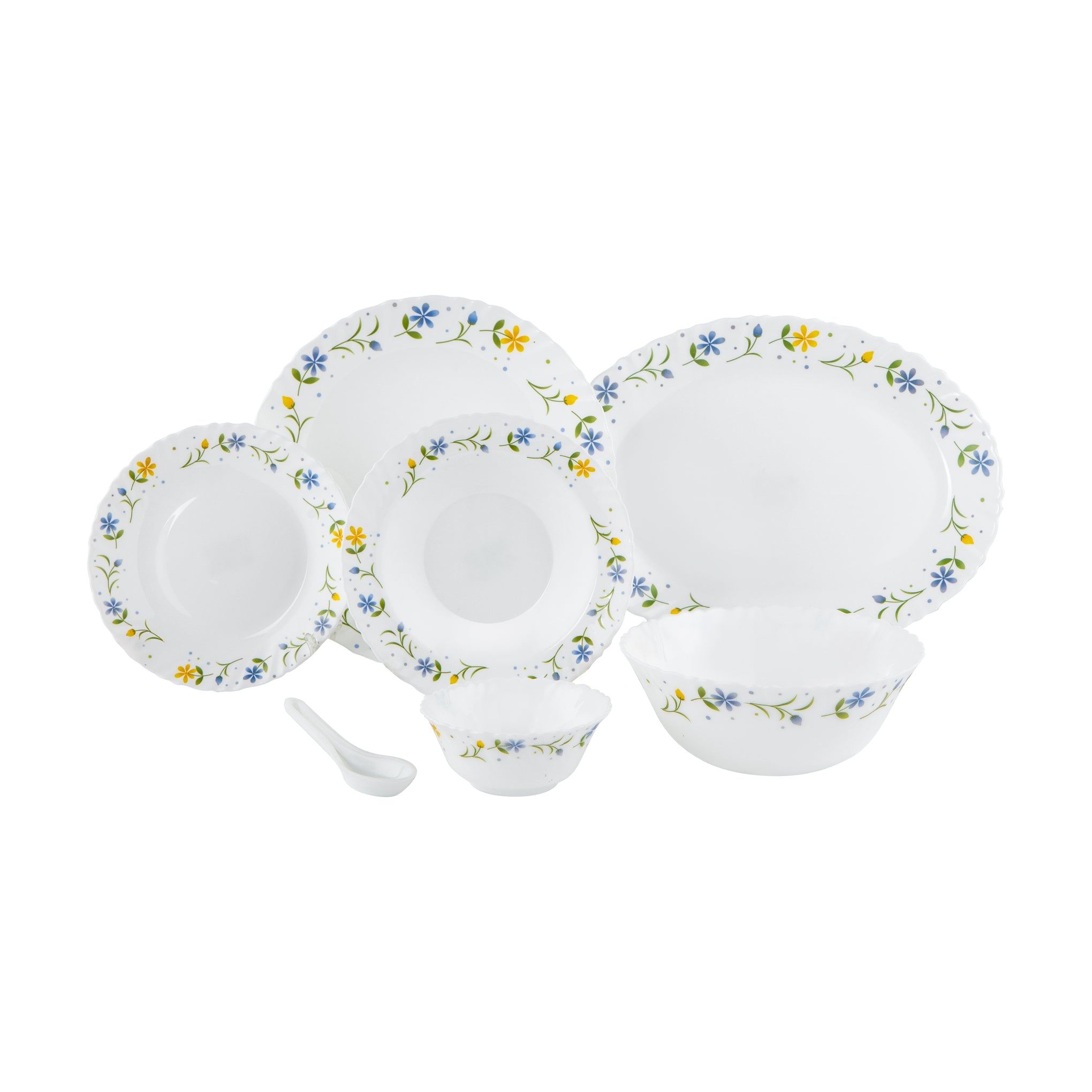 33 Pcs Opalware Dinner Set, DC2213 | Lightweight | Chip Resistant | Dishwasher Safe | Microwave Safe | Plates, Dishes, Bowls, Spoons, Service For 6