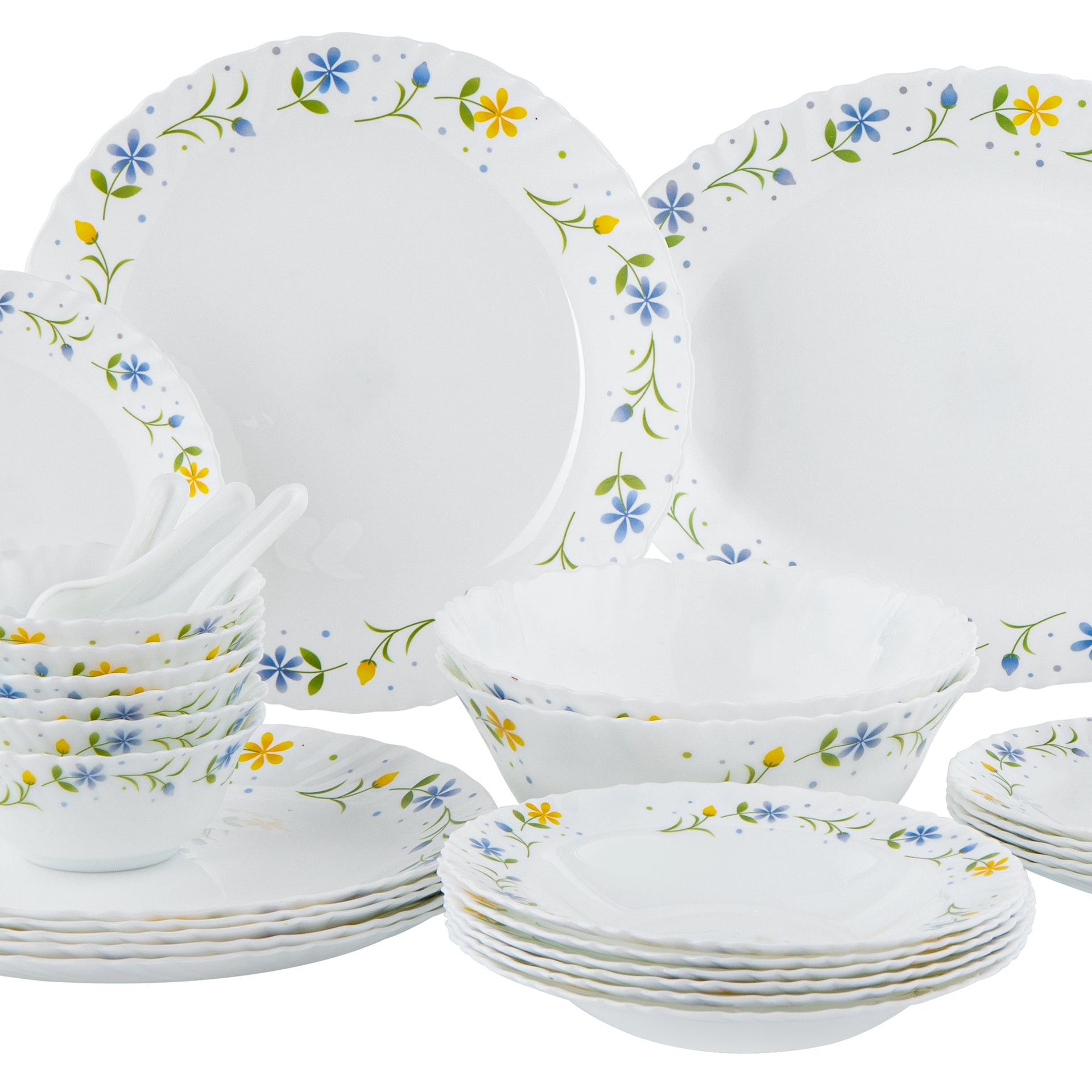 33 Pcs Opalware Dinner Set, DC2213 | Lightweight | Chip Resistant | Dishwasher Safe | Microwave Safe | Plates, Dishes, Bowls, Spoons, Service For 6