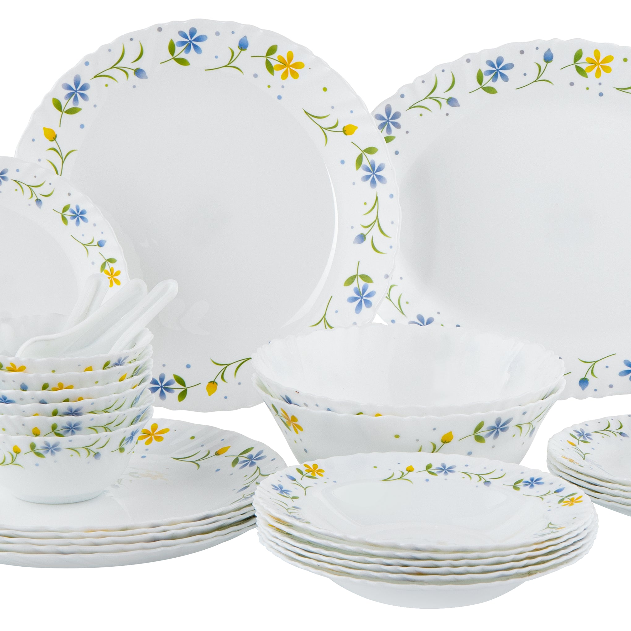 33 Pcs Opalware Dinner Set, DC2213 | Lightweight | Chip Resistant | Dishwasher Safe | Microwave Safe | Plates, Dishes, Bowls, Spoons, Service For 6
