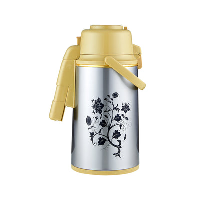 3000 ML Delcasa  Airport Flask with Double Wall Vacuum Insulation and Pump Mechanism | 360-Degree Rotating Base, Asbestos-Free Pink Glass Inner, Splash-Proof Design with Adjustable Nozzle| Keeps