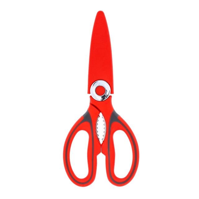 3-in-1 Kitchen Scissors with Blade Cover, DC2355 | Strong Stainless Steel Home & Kitchen Utility Shear for Chicken, Fish, Meat, Vegetables, Herbs | Nut Cracker, Opener & Peeler