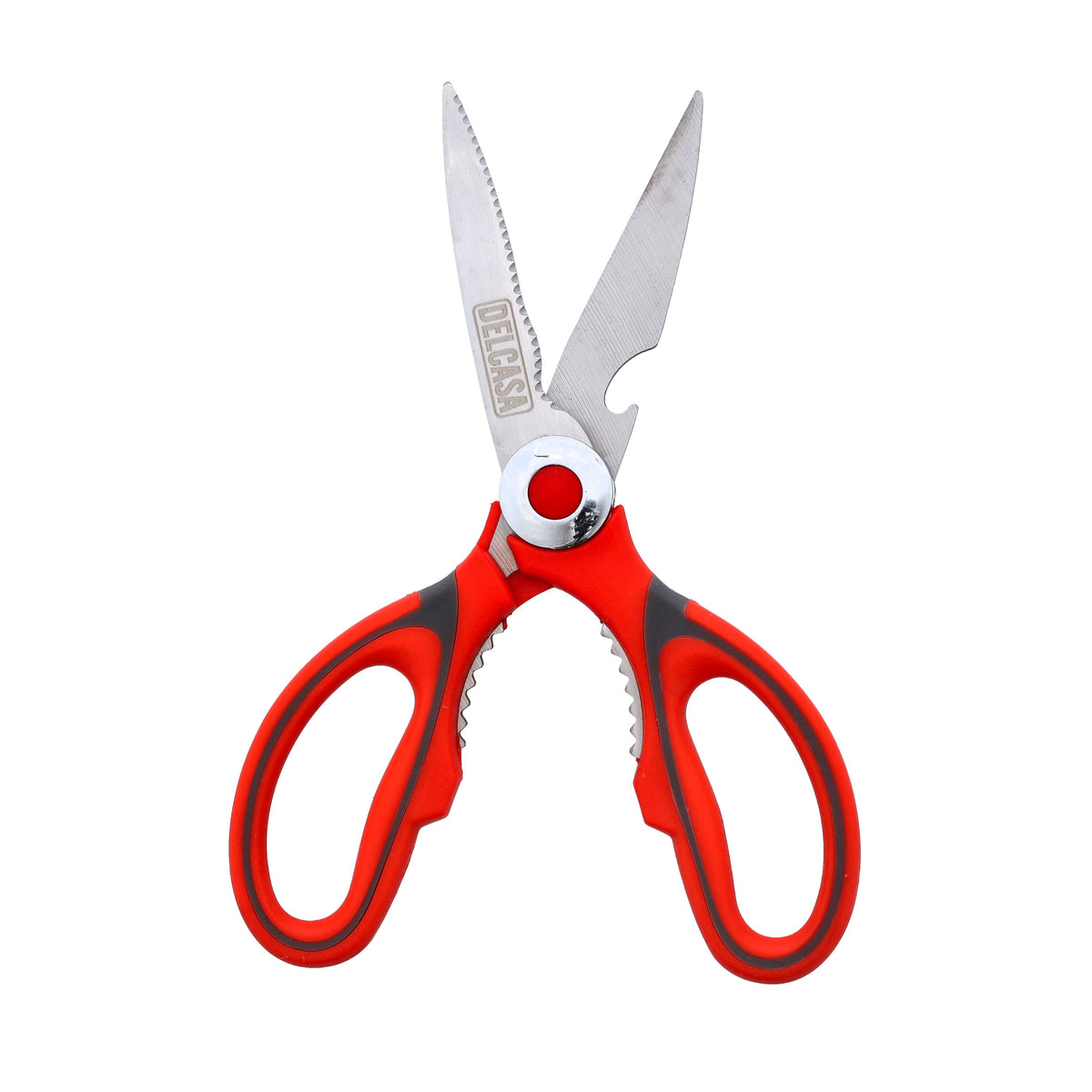 مقص مطبخ 3 في 1 مع غطاء للشفرة، DC2355 | مقص منزلي ومطبخي قوي من الستانلس ستيل للدجاج، السمك، اللحوم، الخضروات، والأعشاب | كسارة بندق، فتاحة، ومقشرة