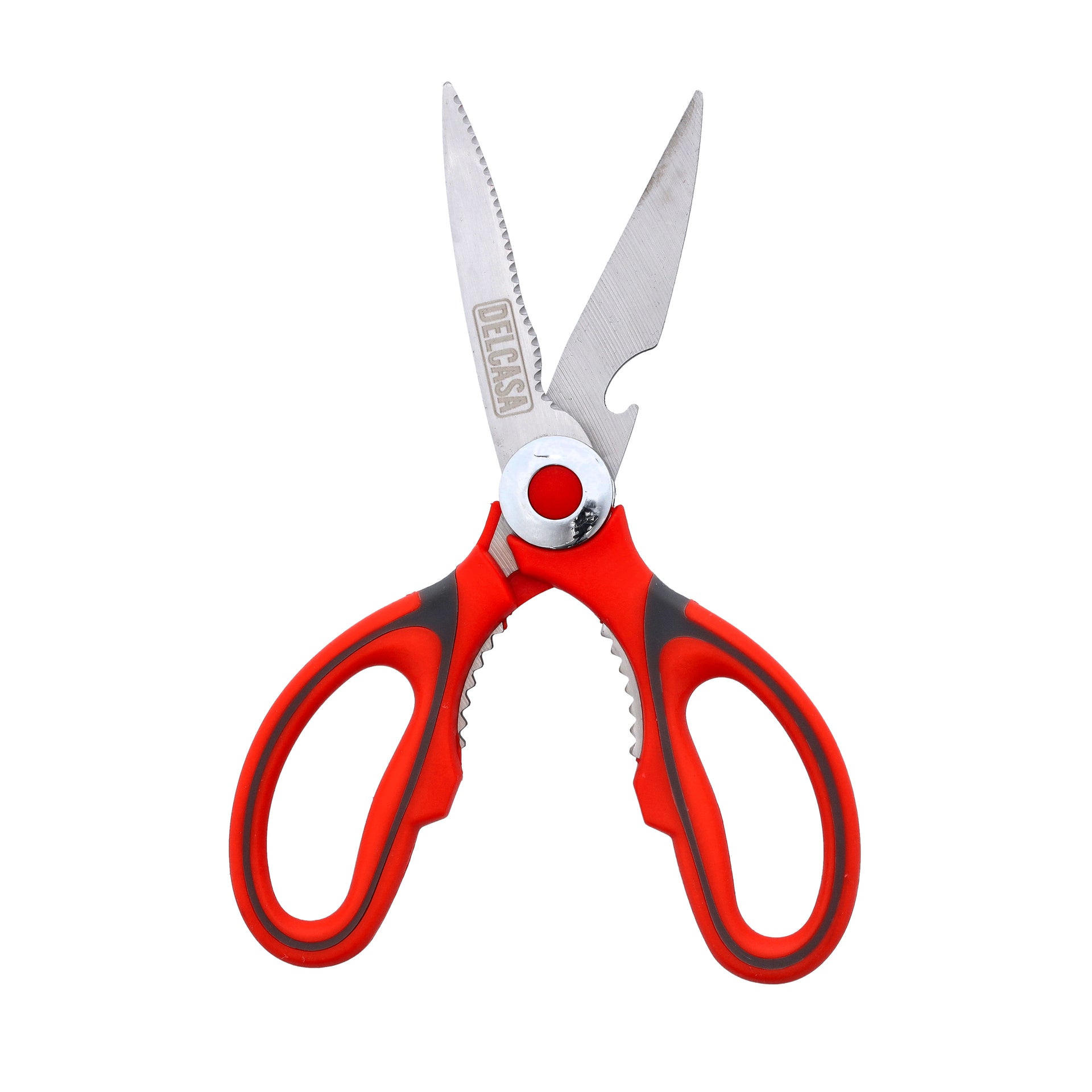 3-in-1 Kitchen Scissors with Blade Cover, DC2355 | Strong Stainless Steel Home & Kitchen Utility Shear for Chicken, Fish, Meat, Vegetables, Herbs | Nut Cracker, Opener & Peeler