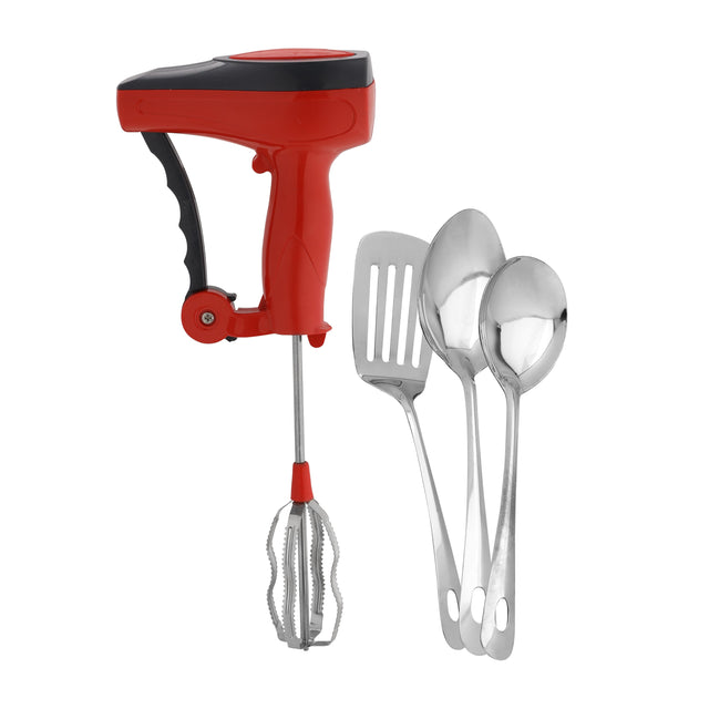 Hand Blender with 3pcs Serving Spoon, Manual Blender, DC2790 | Blender for Beating, Liquidizing, Churning | Slotted Spoon for Cooking, Frying, Flipping
