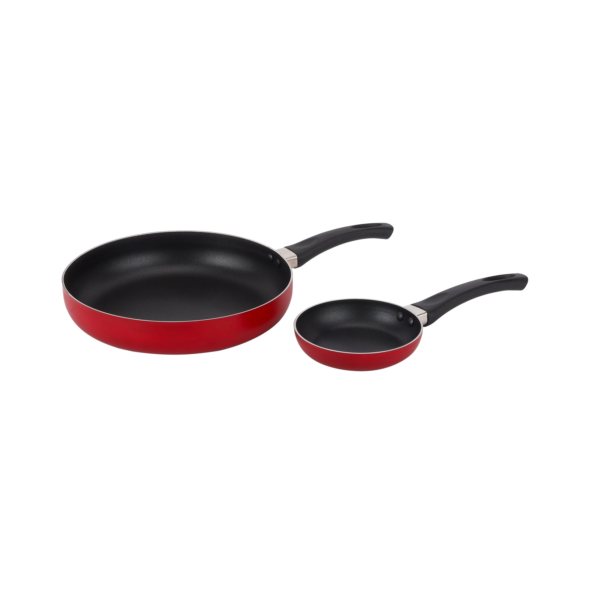 9-Piece Non-Stick Cookware Set– Aluminum Body with 3-Layer Non-Stick Coating, Glass Lids, Bakelite Handles, Dishwasher Safe (Red)