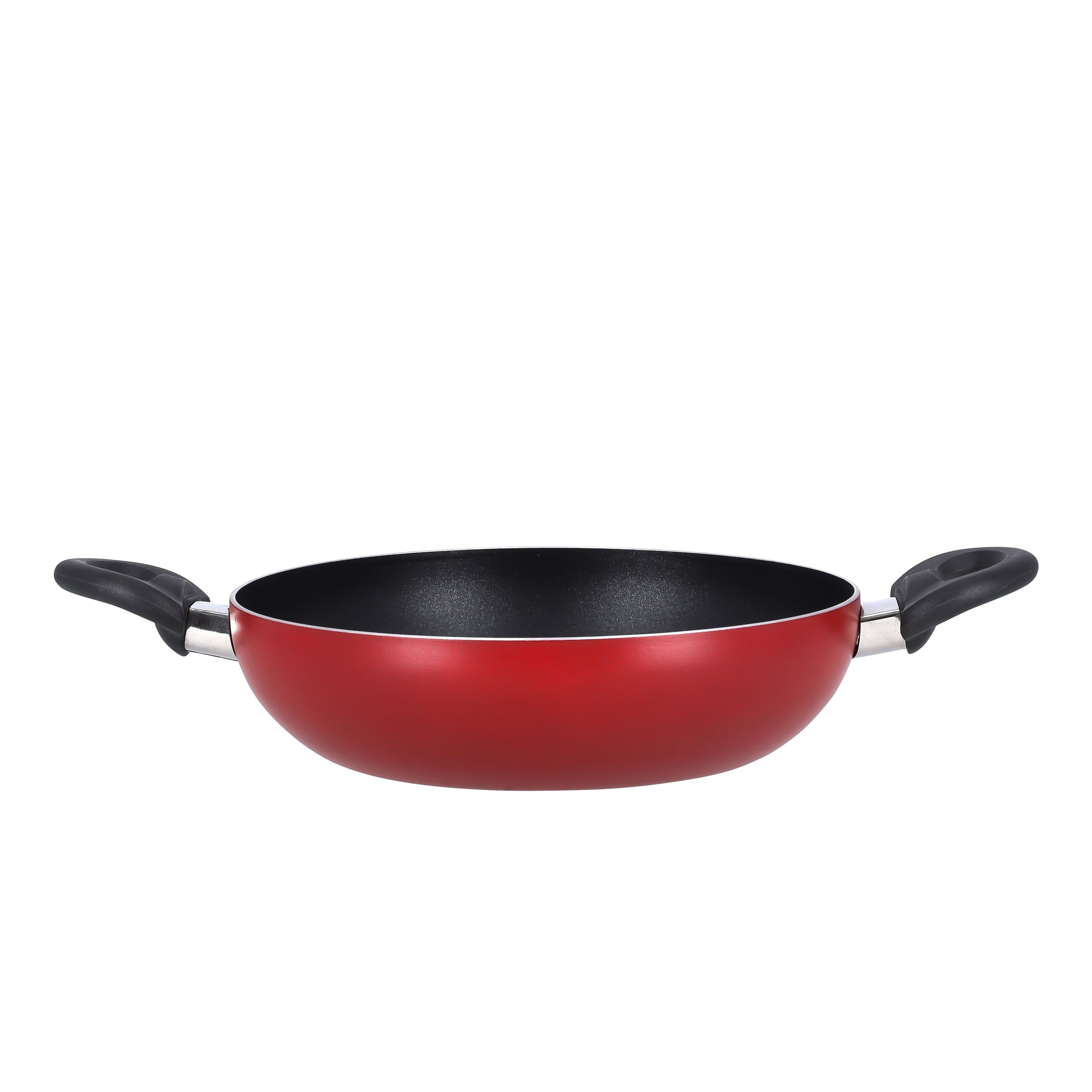 24cm Aluminum Nonstick Wok Pan with Flat Base & Bakelite Handles – Red, Induction Compatible, Induction Bottom, Dishwasher Safe