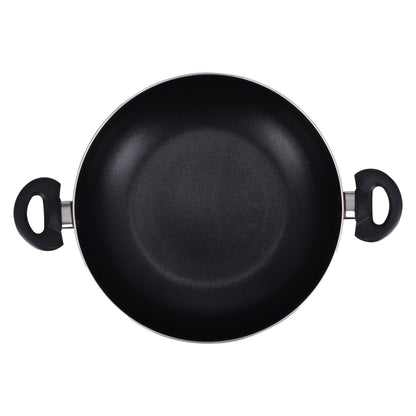 24cm Aluminum Nonstick Wok Pan with Flat Base & Bakelite Handles – Red, Induction Compatible, Induction Bottom, Dishwasher Safe