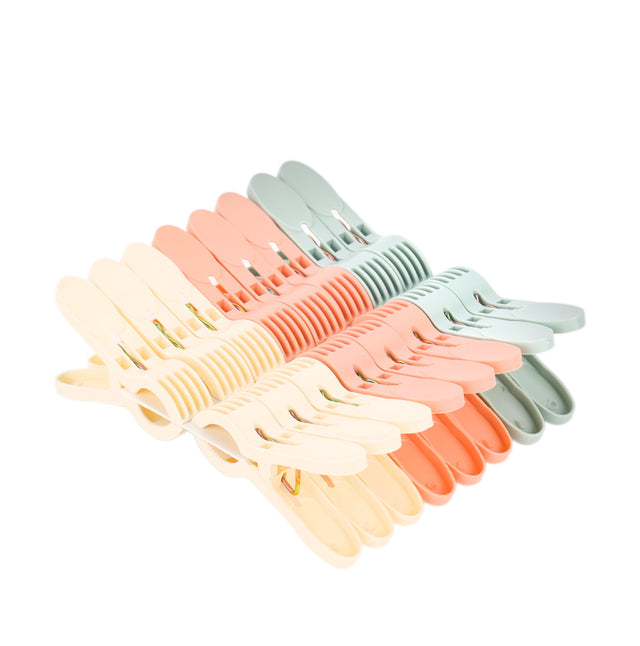 Delcasa 16-Piece Plastic Clothes Clip Set-DC3064/ Lightweight, Resistant to Corrosion, Clips Perfect for All Kinds of Dresses/ Suitable for Clothesline for Hanging Clothes, T-Shirt, Shirts, Dress, Drying Line Pegs for Indoor and Outdoor/ Multicolor