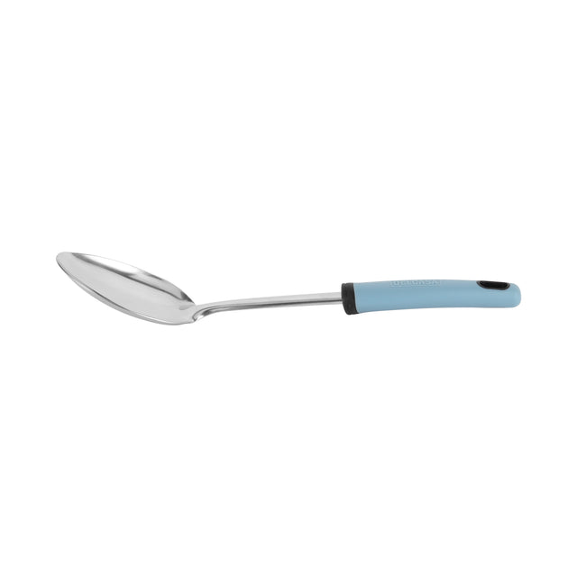 Delcasa Stainless Steel Serving Spoon- DC3353/ Ideal for Cooking and Serve Food, Curry, Rice/ Food-Grade, Elegant and Lightweight Design, Sturdy and Heat Resistant/ Silver and Blue