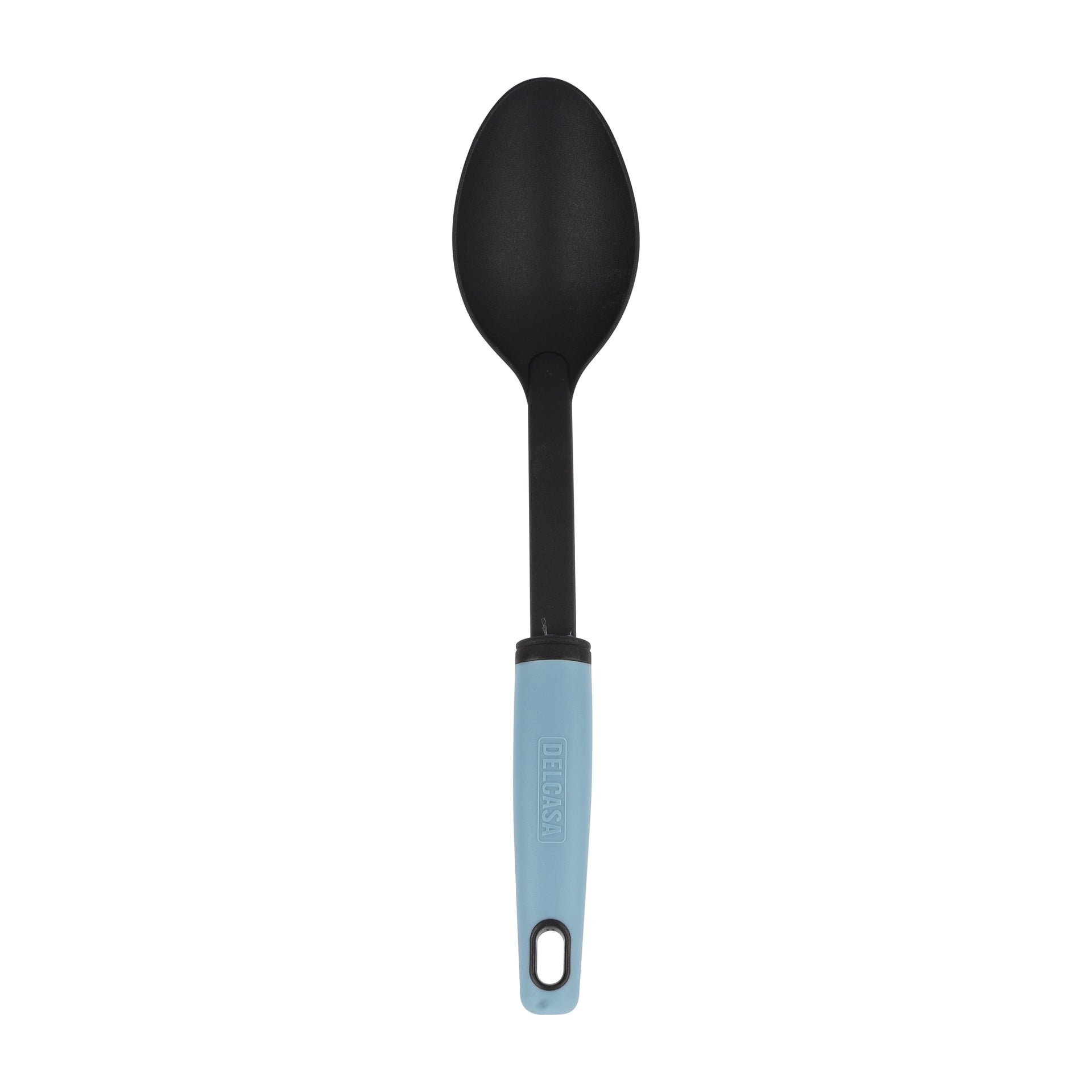 Delcasa Nylon Serving Spoon- DC3362/ with PP Handle, Ideal for Cooking and Serve Food, Curry, Rice/ Kitchen Utensils for Nonstick Pans and Cookware/ Dishwasher Safe, Sturdy, Lightweight and Heat Resistant/ Black and Blue