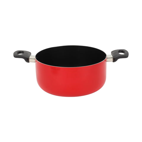 7-Piece Non-Stick Cookware Set | Aluminum Cookware with Tempered Glass Lids, Casserole, Wok Pan, Fry Pan & Nylon Tools | 3-Layer Durable Nonstick Coating, Heat-Resistant Handles, Red