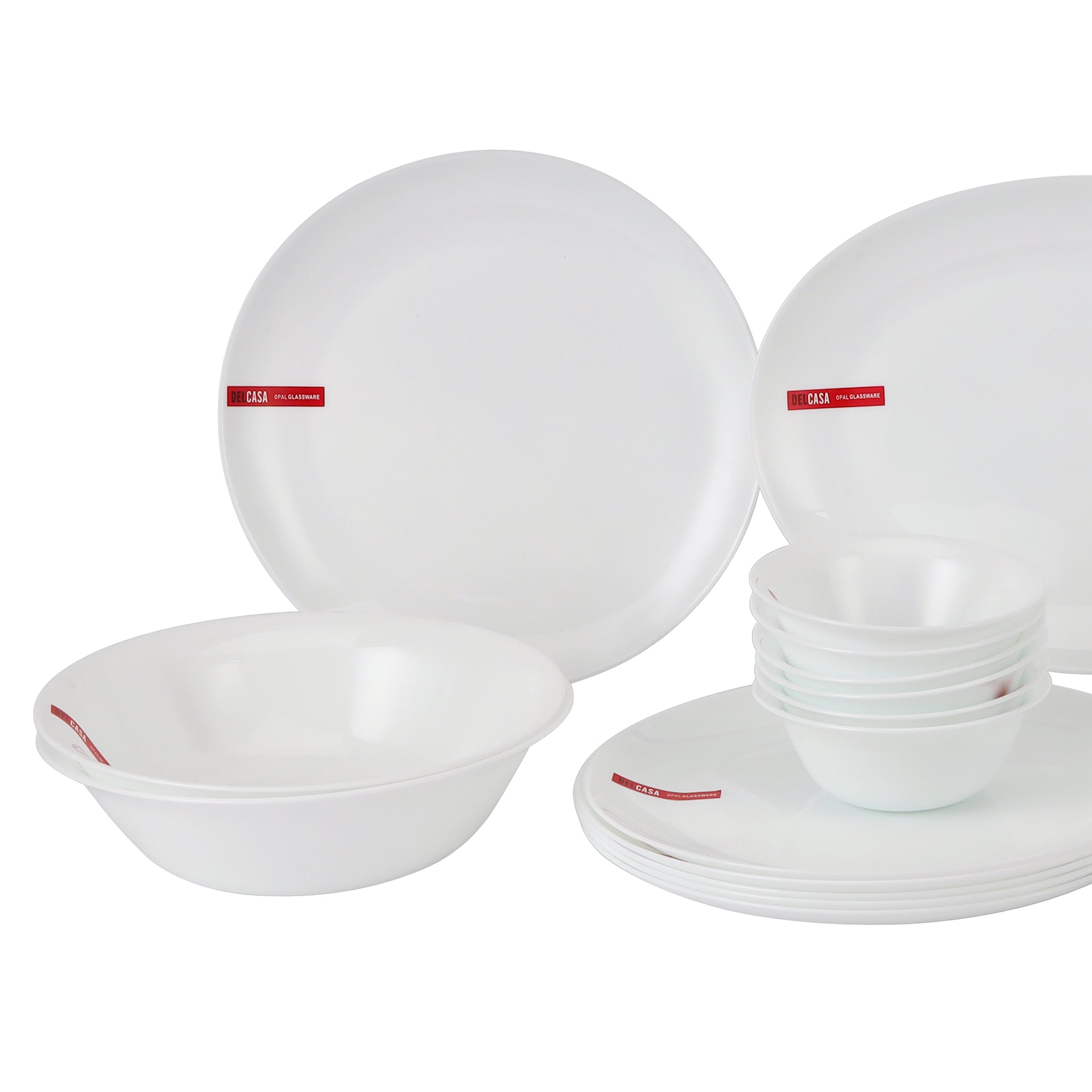 Delcasa 33 Piece Opalware Dinner Set | Includes Oval Plate, Dinner, Flat and Soups Plates, Shallow Bowls and Soup Spoons/ Dishwasher-Safe, Freezer and Microwave Safe/ Chip-Resistant and Food-Grade/ White