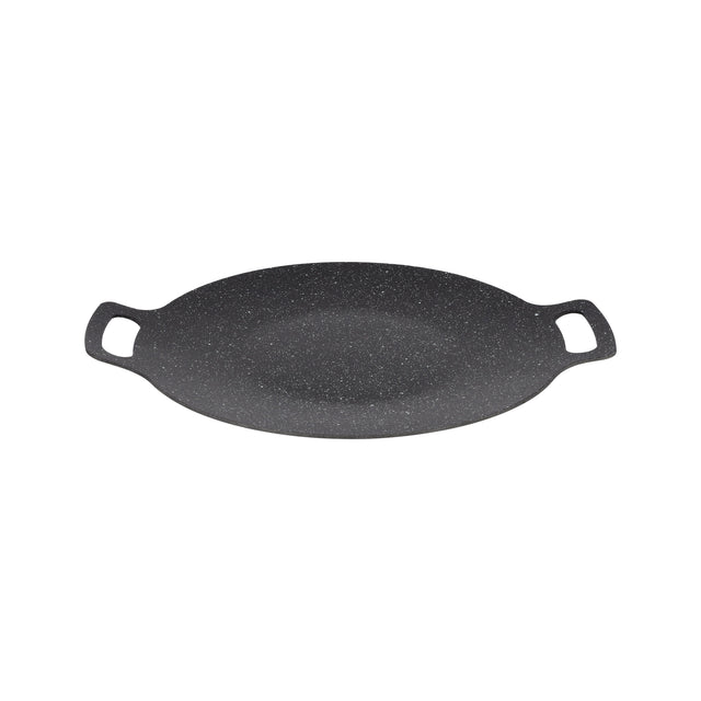 Delcasa 34 cm Deep Tawa- DC3405/ with Granite Non-Stick Coating and Double Handle, for Roti, Chapatti, Dosa, Tortilla, Crepe, Pancake, etc./ Multi-Purpose Flat Skillet Pan, Compatible with Induction, Hotplate, Halogen, Ceramic Gas Types/ Black