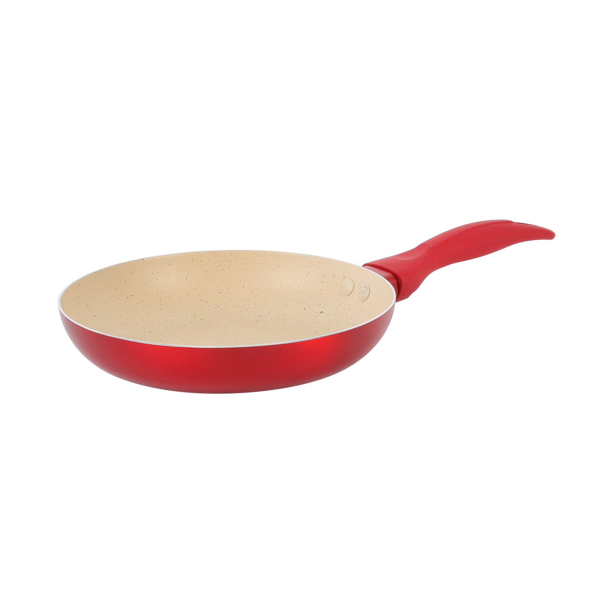 Delcasa 20 cm Non-Stick Frypan- DC3409/ Strong Aluminum Body with Marble Coating and Heat Resistant Bakelite Handle/ Induction Bottom, Compatible with Hot Plate, Halogen, Ceramic and Gas Stovetops/ Perfect for Frying, Sauting, Tempering/ White and Red