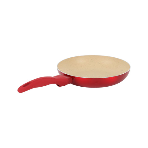 Delcasa 20 cm Non-Stick Frypan- DC3409/ Strong Aluminum Body with Marble Coating and Heat Resistant Bakelite Handle/ Induction Bottom, Compatible with Hot Plate, Halogen, Ceramic and Gas Stovetops/ Perfect for Frying, Sauting, Tempering/ White and Red