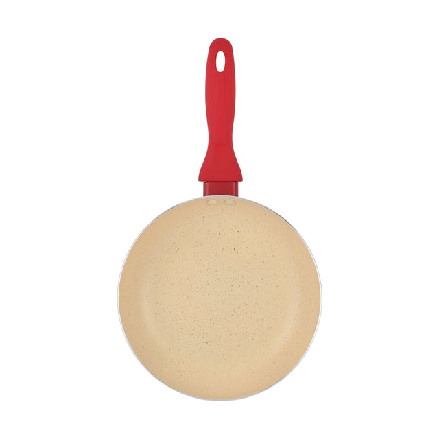 Delcasa 20 cm Non-Stick Frypan- DC3409/ Strong Aluminum Body with Marble Coating and Heat Resistant Bakelite Handle/ Induction Bottom, Compatible with Hot Plate, Halogen, Ceramic and Gas Stovetops/ Perfect for Frying, Sauting, Tempering/ White and Red