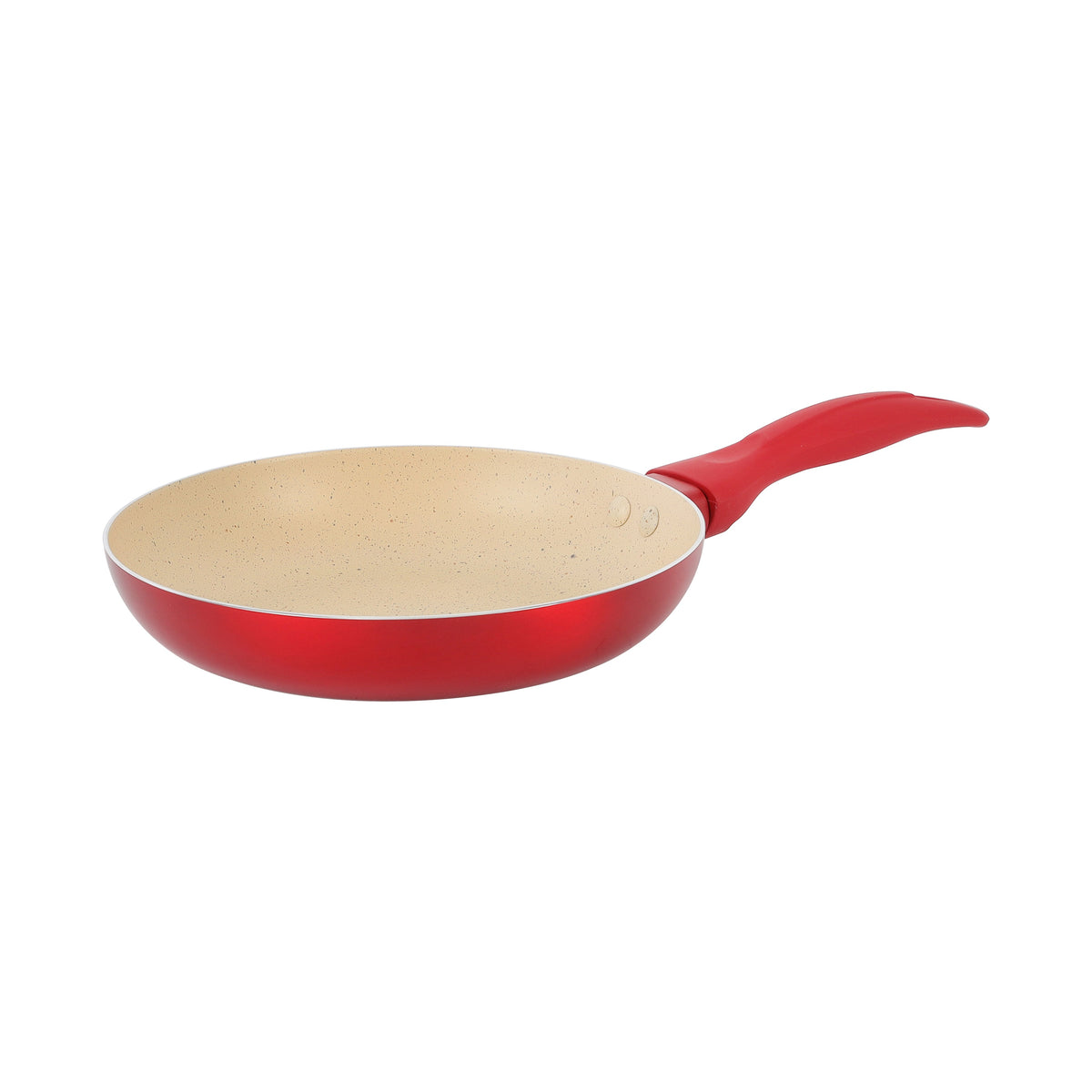 Delcasa 22 cm Non-Stick Frypan- DC3410/ Strong Aluminum Body with Marble Coating and Heat Resistant Bakelite Handle/ Induction Bottom, Compatible with Hot Plate, Halogen, Ceramic and Gas Stovetops/ Perfect for Frying, Sauting, Tempering/ White and Red