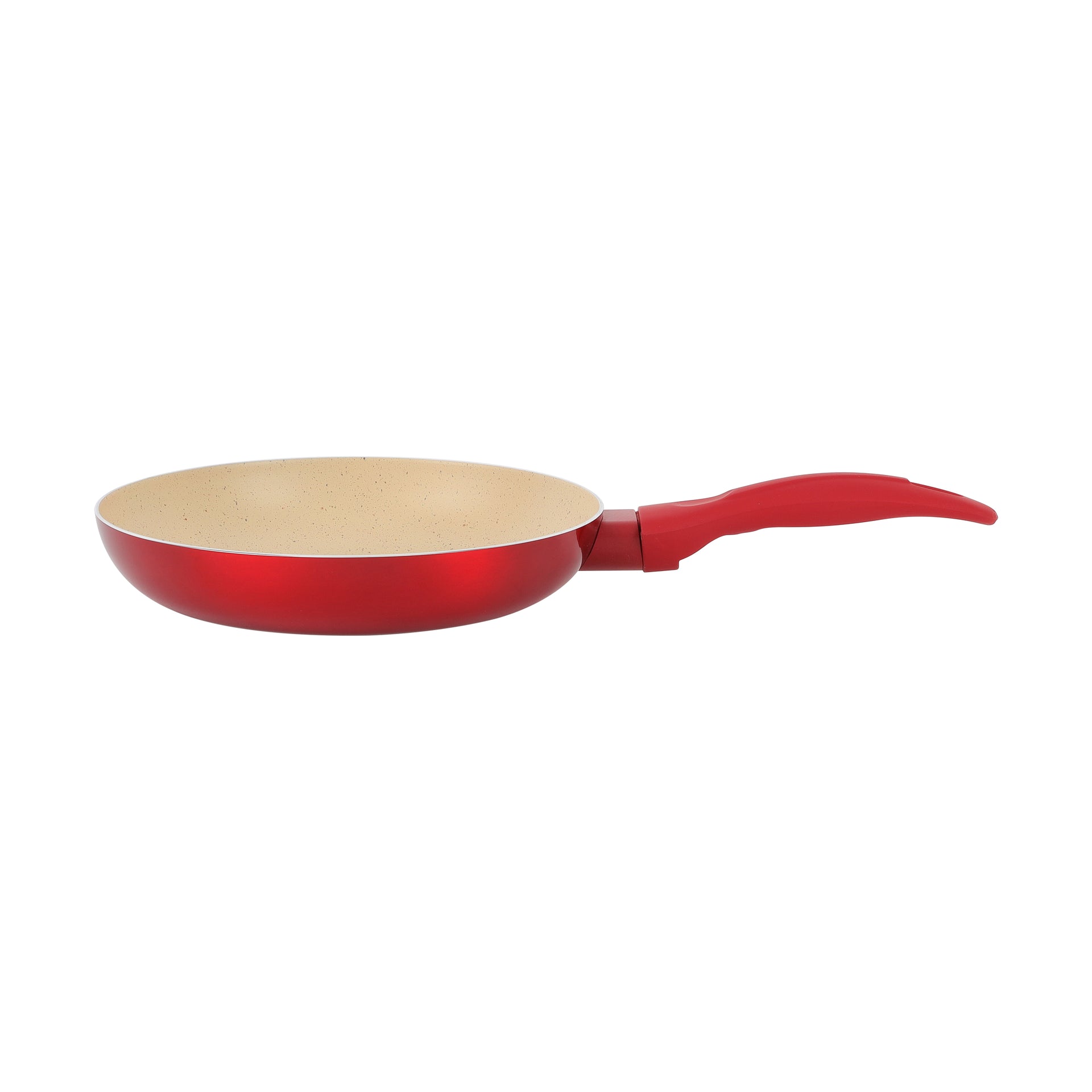 Delcasa 22 cm Non-Stick Frypan- DC3410/ Strong Aluminum Body with Marble Coating and Heat Resistant Bakelite Handle/ Induction Bottom, Compatible with Hot Plate, Halogen, Ceramic and Gas Stovetops/ Perfect for Frying, Sauting, Tempering/ White and Red