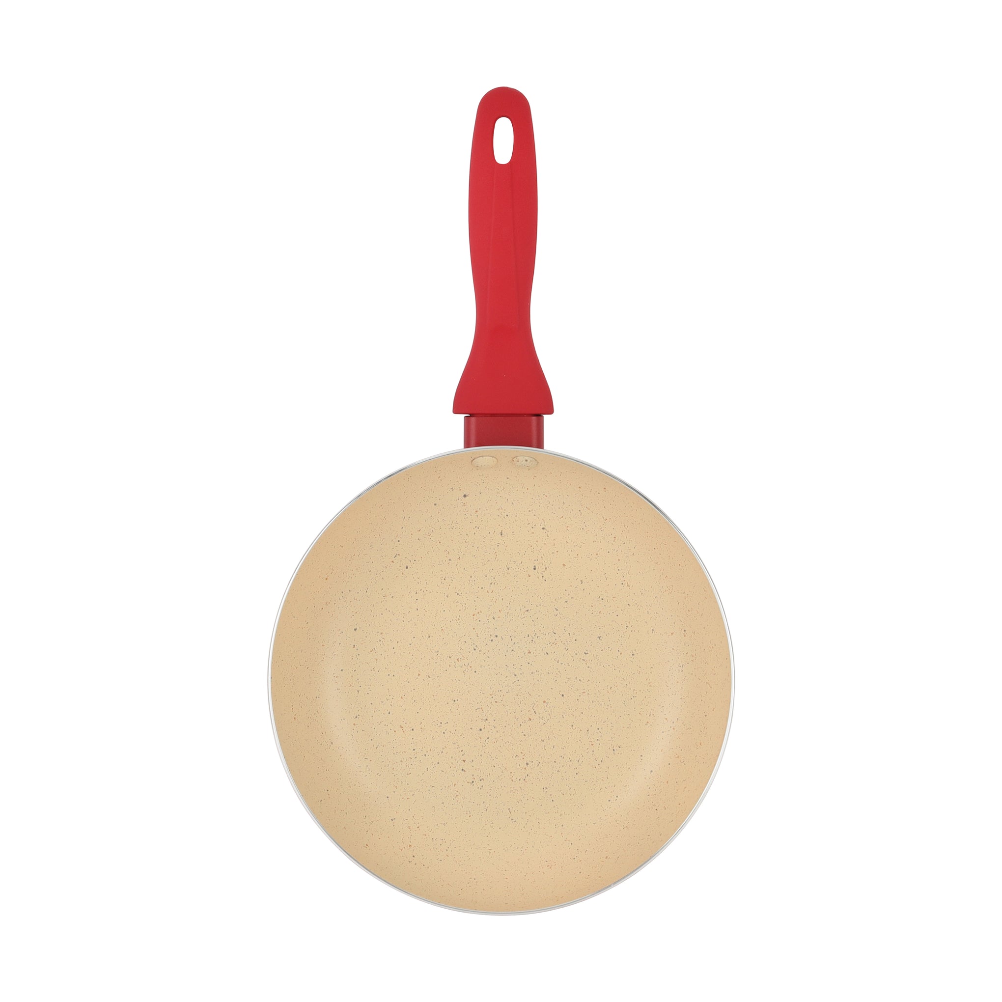 Delcasa 22 cm Non-Stick Frypan- DC3410/ Strong Aluminum Body with Marble Coating and Heat Resistant Bakelite Handle/ Induction Bottom, Compatible with Hot Plate, Halogen, Ceramic and Gas Stovetops/ Perfect for Frying, Sauting, Tempering/ White and Red