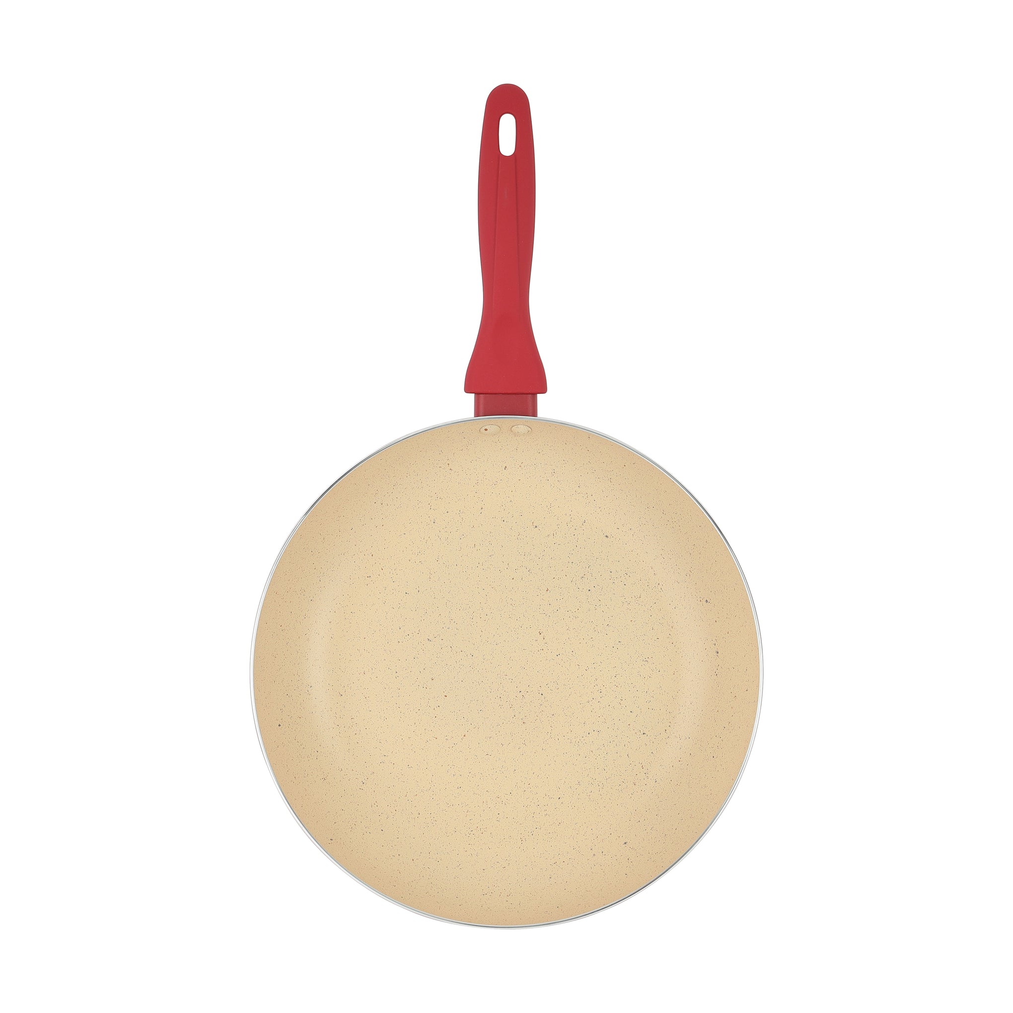 Delcasa 24 cm Non-Stick Frypan- DC3411/ Strong Aluminum Body with Marble Coating and Heat Resistant Bakelite Handle/ Induction Bottom, Compatible with Hot Plate, Halogen, Ceramic and Gas Stovetops/ Perfect for Frying, Sauting, Tempering/ White and Red
