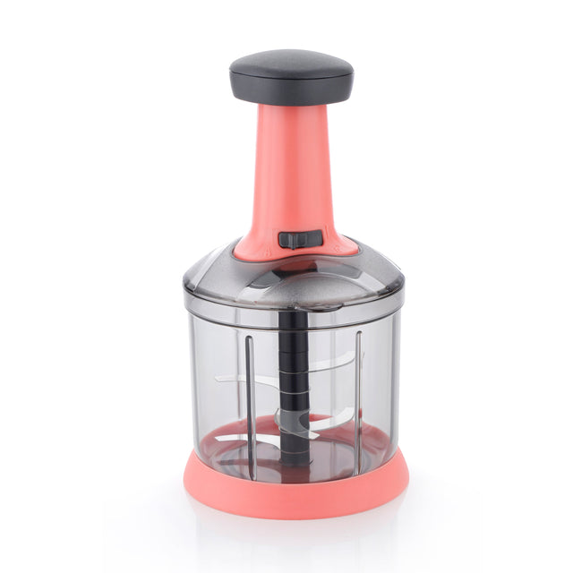 Delcasa Hand Push Chopper- DC3673/ 1000 ml, Compact Chopping Machine with Stainless Steel Blades/ Anti-Skid Base and Handle, Suitable for Vegetables and Fruits, Quick Manual Mechanism/ Detachable Body Parts for Easy Cleaning/ Blue and Grey