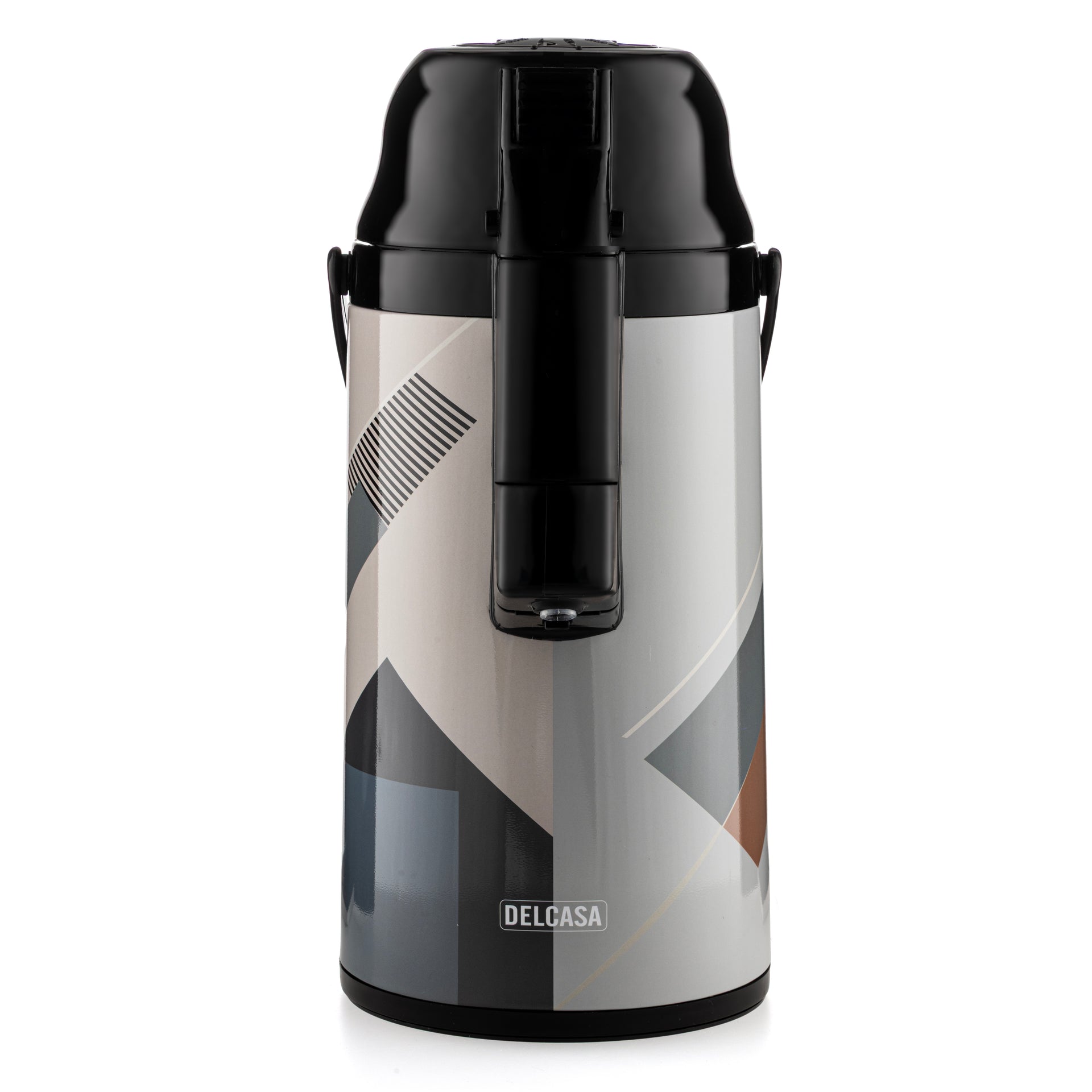 3L Airpot Flask Double Wall Vacuum Insulated | Push Plate Pump Dispenser with Lid Lock Button, Carry Handle & Rotating Base | Keeps Hot 20 Hours & Cold 24 Hours