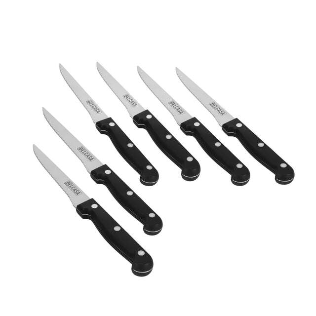 6-Piece 4.5" Steak Knife Set – Premium Stainless Steel Serrated Blade Kitchen Knives