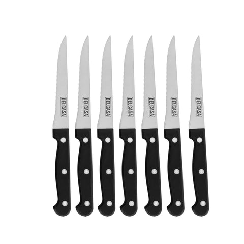 6-Piece 4.5" Steak Knife Set – Premium Stainless Steel Serrated Blade Kitchen Knives