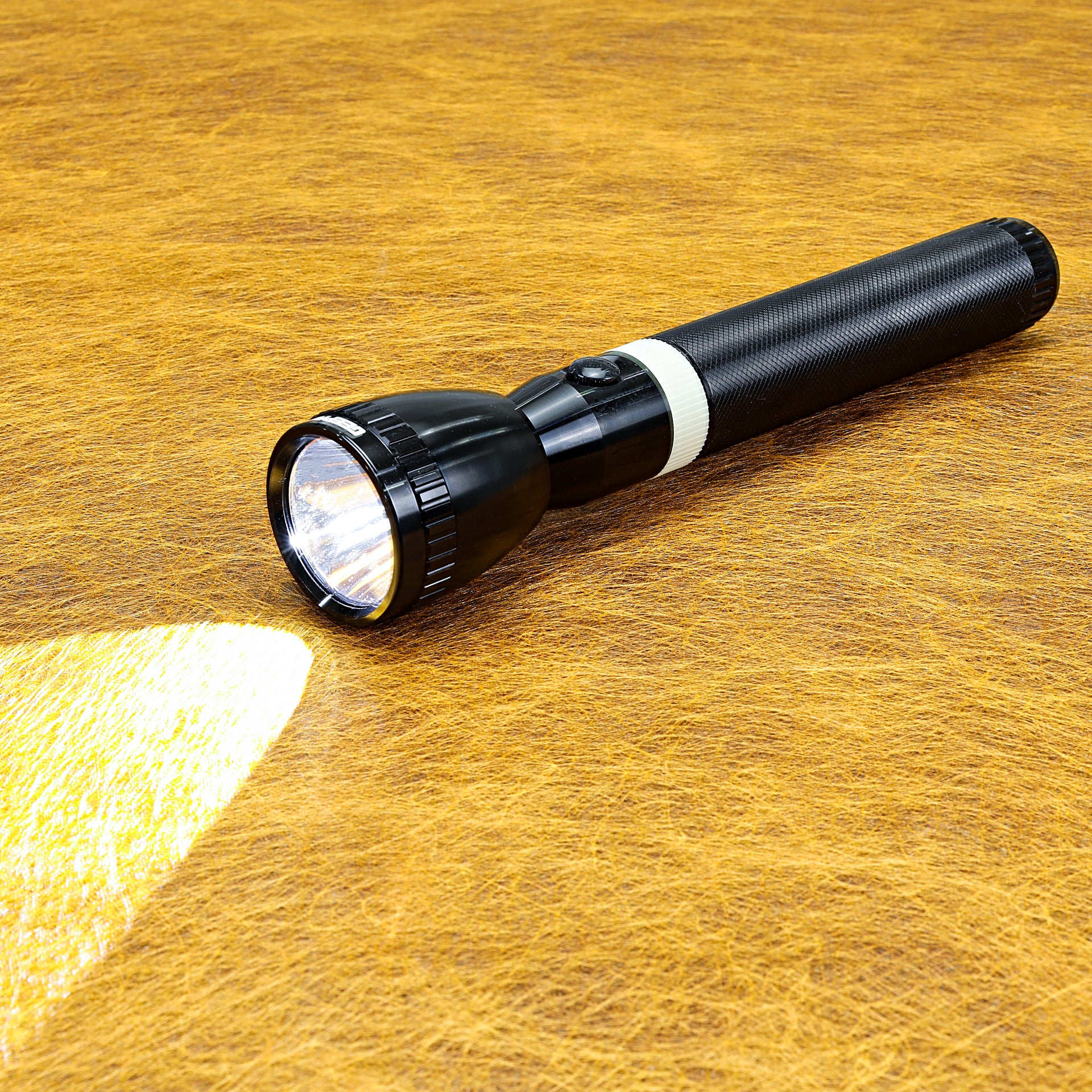 Rechargeable LED Flashlight 287mm- Hyper Bright White with 4-5 Hours Working Rechargeable & High Capacity Battery, Hyper Bright & Tough | Ideal for Patrolling, Trekking, Emergency Power Cut Black 287mm