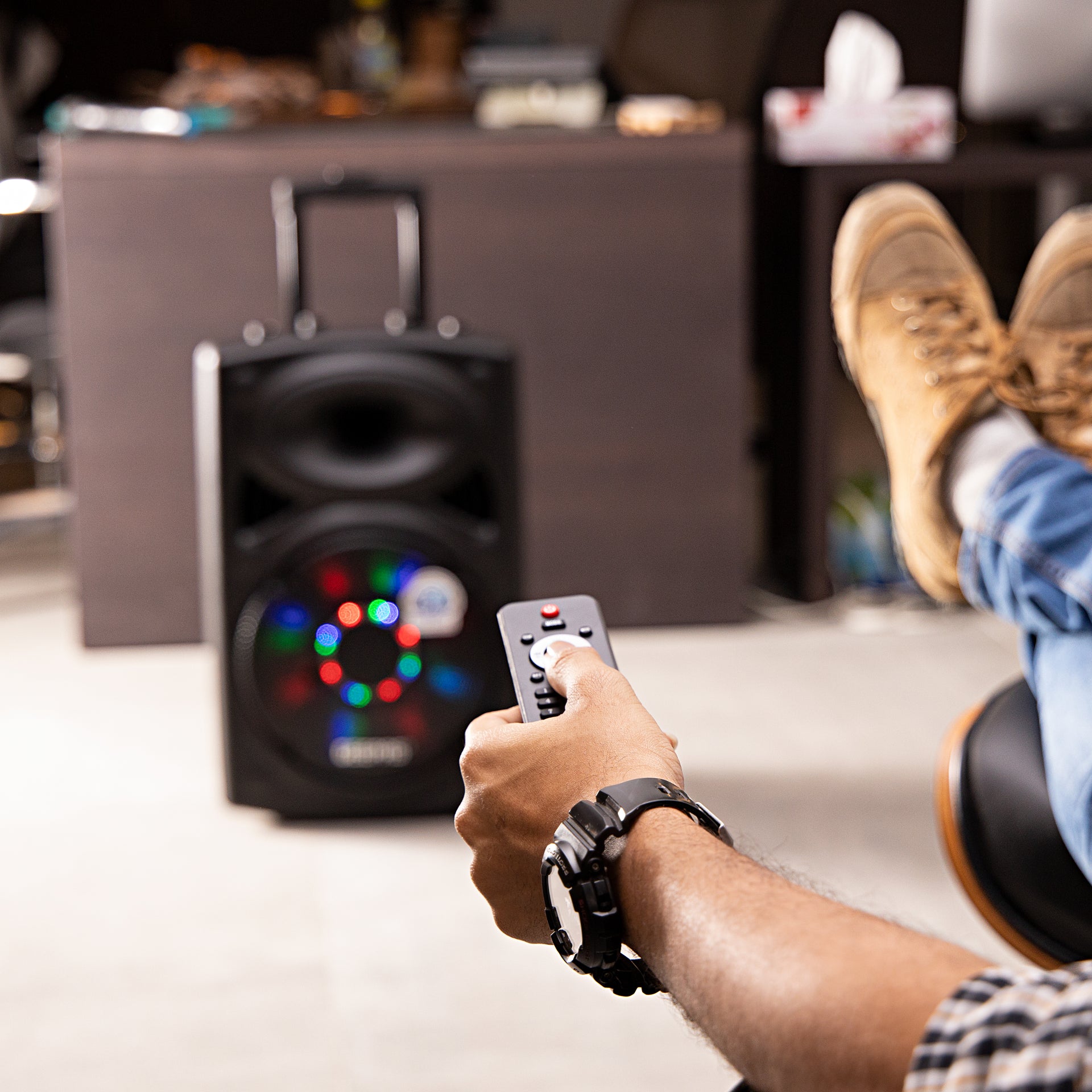 Rechargeable Portable Trolley Speaker System With USB/Bluetooth/SD Card Slots/FM Radio GMS8519 Black