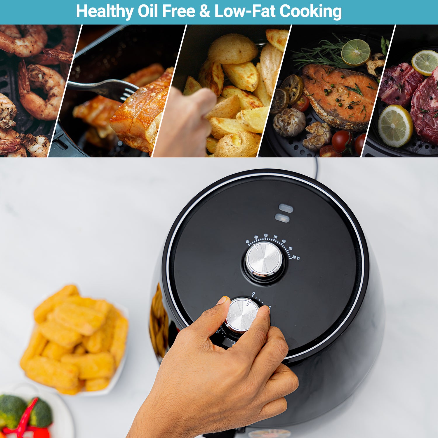 Digital Air Fryer With Vortx Air Frying Technology Oil-Free Cooking 4.5 L 1600 W GAF37517N Black/Silver