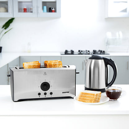 Geepas GBT6153 4 Slice Toaster Stainless Steel - Bread Toaster High Lift Function Reheat/Cancel/Defrost Function & Removable Crumb Tray Lift & Lock Function, Wide 4 Slots | 2 Year Warranty