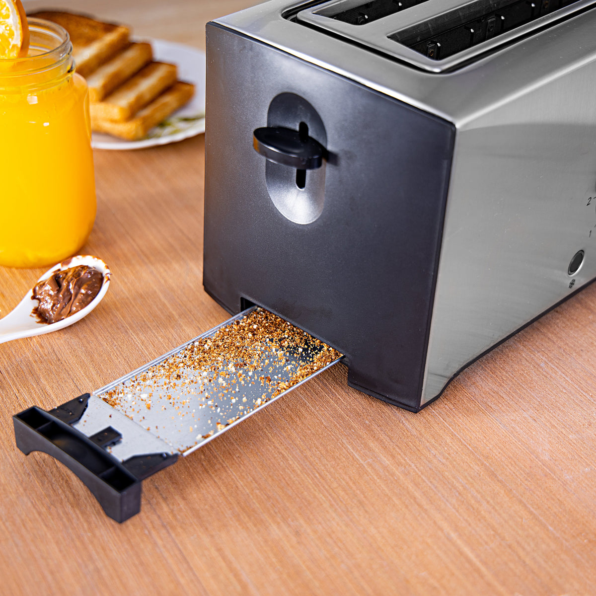 Geepas GBT6153 4 Slice Toaster Stainless Steel - Bread Toaster High Lift Function Reheat/Cancel/Defrost Function & Removable Crumb Tray Lift & Lock Function, Wide 4 Slots | 2 Year Warranty