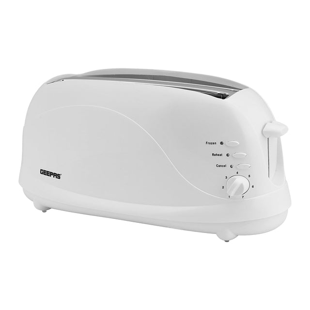 4-Slice Toaster – 1100W Bread Toaster with 7 Browning Settings, Defrost, Reheat & Cancel Functions, Removable Crumb Tray, White