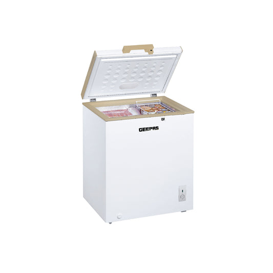 Chest Freezer With Adjustable Thermostat/Portable Food Basket/Compact Refrigerator With LED Light, Lock & Key 145 L 115 W GCF1709WSH White