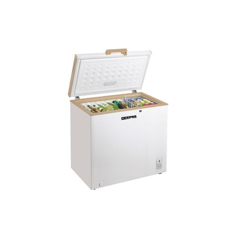 Chest Freezer With Adjustable Thermostat/Portable Food Basket/Compact Refrigerator With LED Light/Lock & Key/High-Efficiency Monolithic Foaming 200 L 130 W GCF2509WSH White
