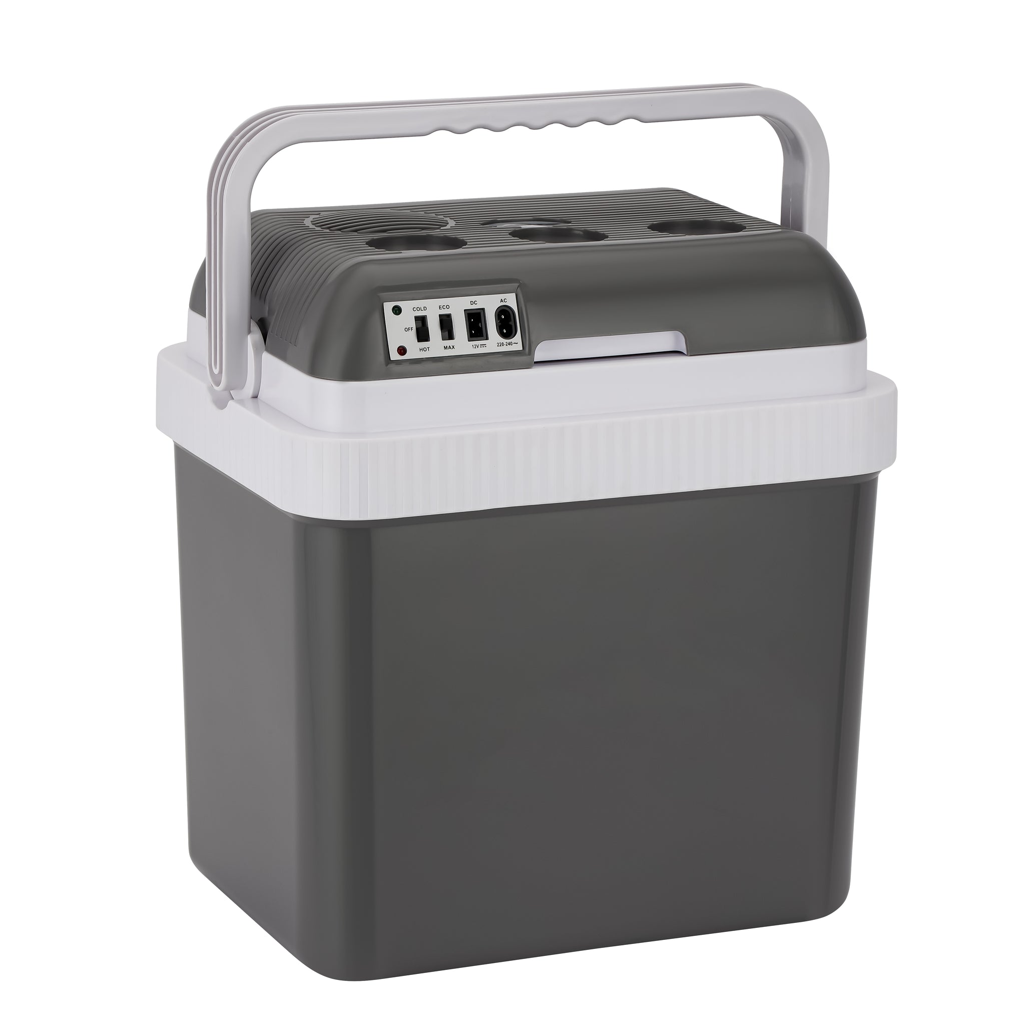 Hot & Cold Car Fridge with AC/DC Working Mode, Suitable for Car and Home Use, Easy to Carry Portable Refrigerator with Durable PP Material Construction GCF63062 Grey & white