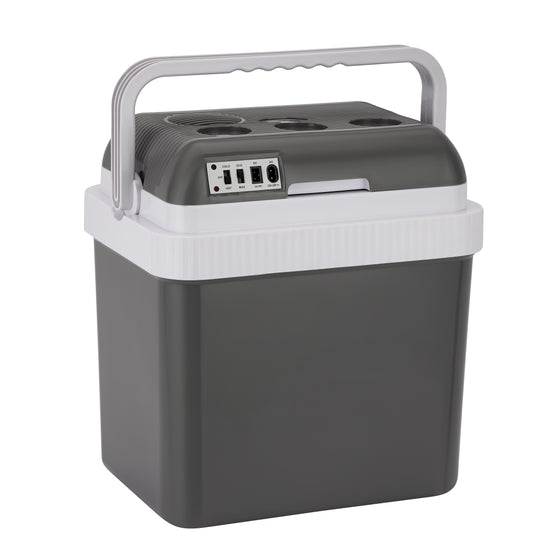 Hot & Cold Car Fridge with AC/DC Working Mode, Suitable for Car and Home Use, Easy to Carry Portable Refrigerator with Durable PP Material Construction GCF63062 Grey & white