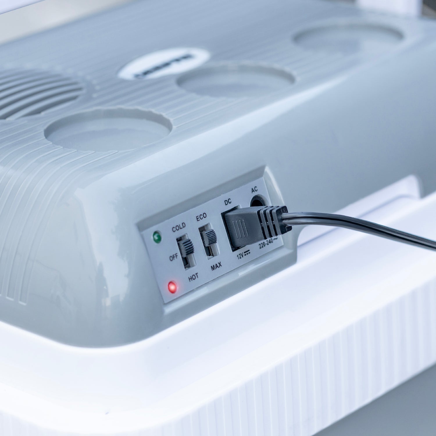 Hot & Cold Car Fridge with AC/DC Working Mode, Suitable for Car and Home Use, Easy to Carry Portable Refrigerator with Durable PP Material Construction GCF63062 Grey & white