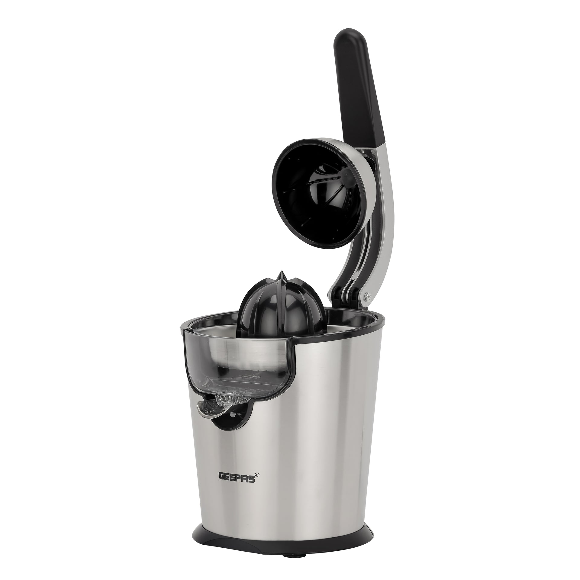 Stainless Steel Citrus Juicer With Aluminium Die-Casting Handle Detachable Caps And Cones 0 L 300 W GCJ46018 Metallic Silver