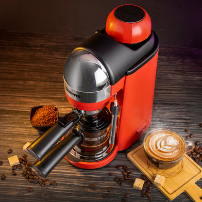 Espresso Coffee Maker with Stainless Steel Filter, Aluminum Die-Casting Filter Holder, 5 Bar High Pressure Pump, and On/Off Light Indicator 0.24 L GCM41513 Red