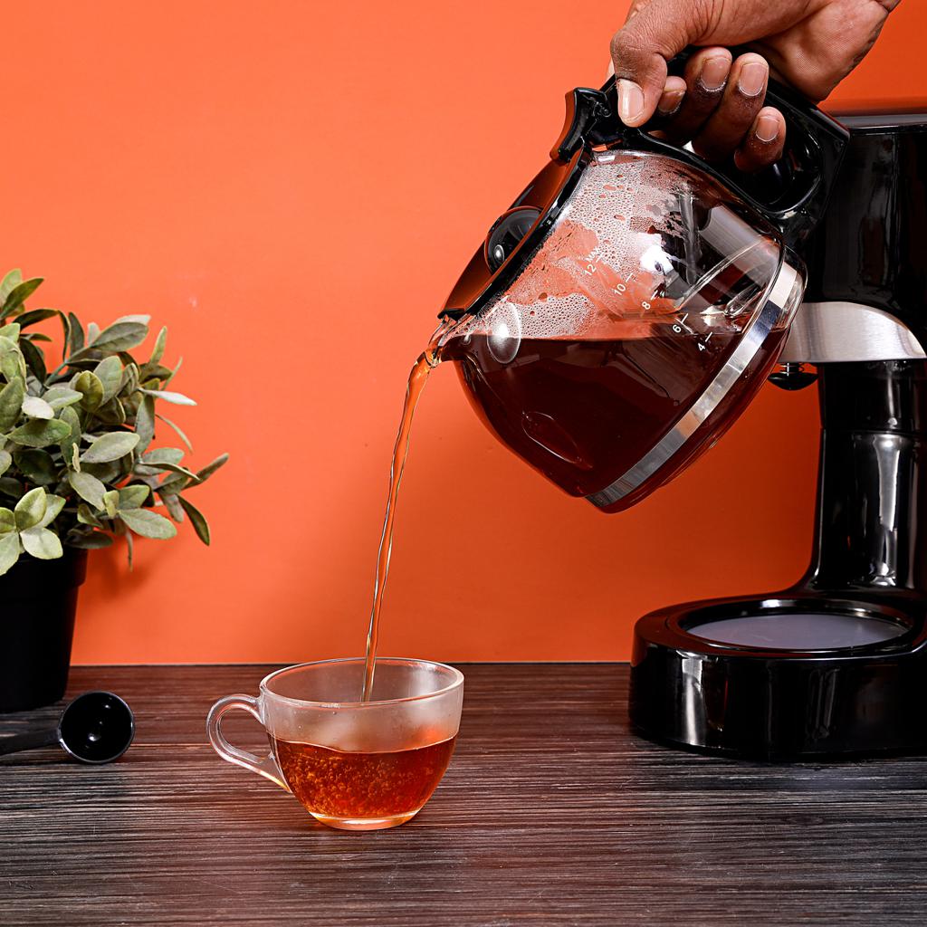 Coffee Maker, Filter Coffee Machine, | High Temperature Glass Carafe | Keep Warm & Anti-Drip Function | Reusable Filter | On/ Off Switch with Indicator Light 850 W GCM6103 Black/Clear