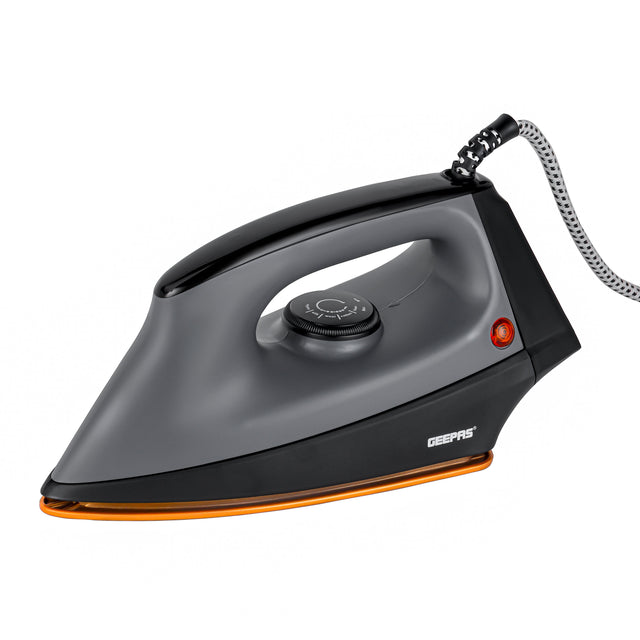 Heavy Duty Dry Iron Ironing Box with Ceramic Coated Soleplate/ Comfortable Handle, Multiple Functions, Temperature Setting Dial, Overheat Safety Protection 1200 W GDI2748 Black/Grey